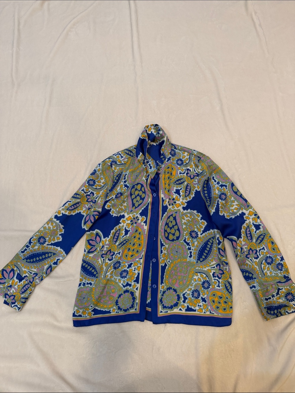 Zara Women’s Blue Paisley Button-Front Jacket
